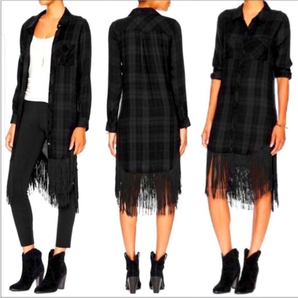 Rails Plaid Fringe Trim Dress Size Large
